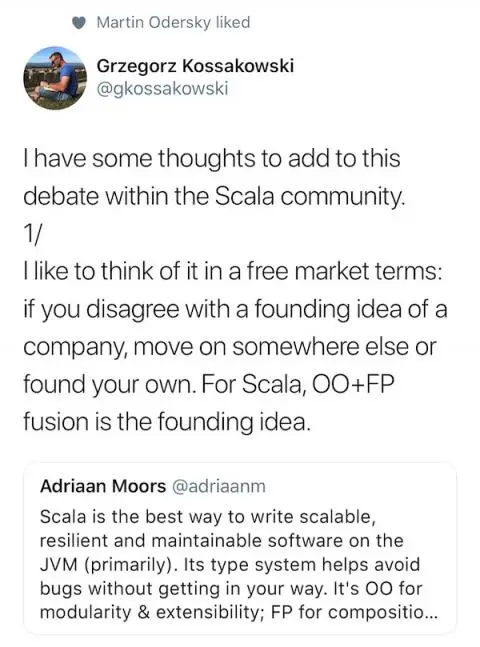 Scala founding idea: Fusion of FP + OOP