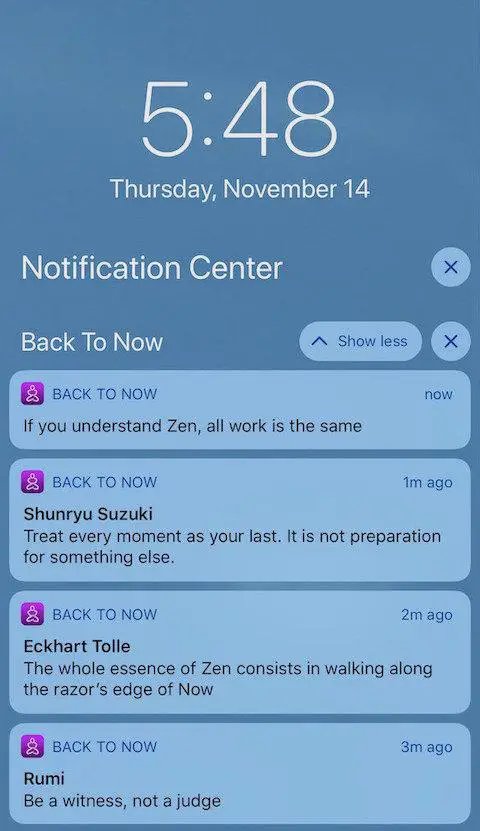 Notifications in Back To Now