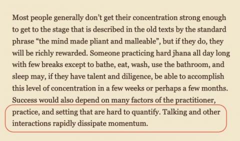 Daniel Ingram: Interacting with others makes practicing at deep meditation levels basically impossible