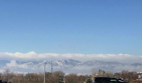 Longmont, Colorado, and the snowy Rocky Mountains