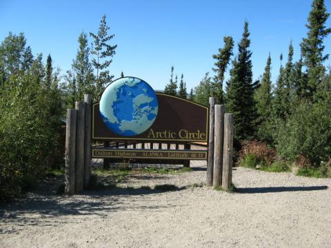 Arctic Circle sign, Dalton Highway, Alaska