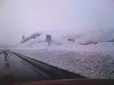 Deep snow on the road to Seward, Alaska