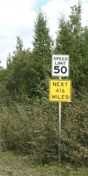 The speed limit sign on the Dalton Highway, Alaska