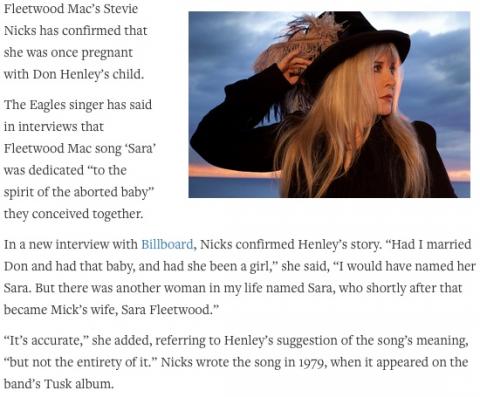 The meaning of the song “Sara,” by Stevie Nicks