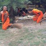 Young Buddhist monks in flight training class