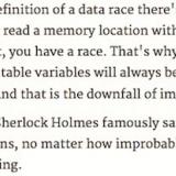 In the definition of 'data race' there's always talk of mutation