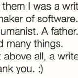 Tell them I was a writer