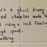 You are a ghost driving a meat-covered skeleton