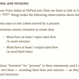 Pure functions, black holes, and miracles