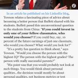 Warren Buffett: If you could invest in one classmate ...