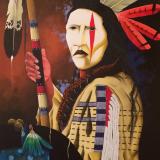 Native American Indian painting (red stripe over left eye)