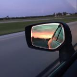 Sunrise in the side view mirror