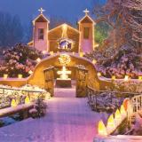 El Sanctuario de Chimayo, candlelights in winter
