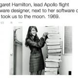 Margaret Hamilton, Apollo software designer, next to her code