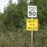 The speed limit sign on the Dalton Highway, Alaska