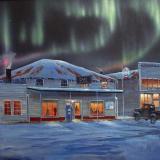 A painting of a Wasilla, Alaska roadhouse, 1957