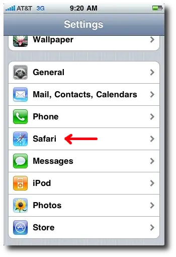 iPhone Safari settings button