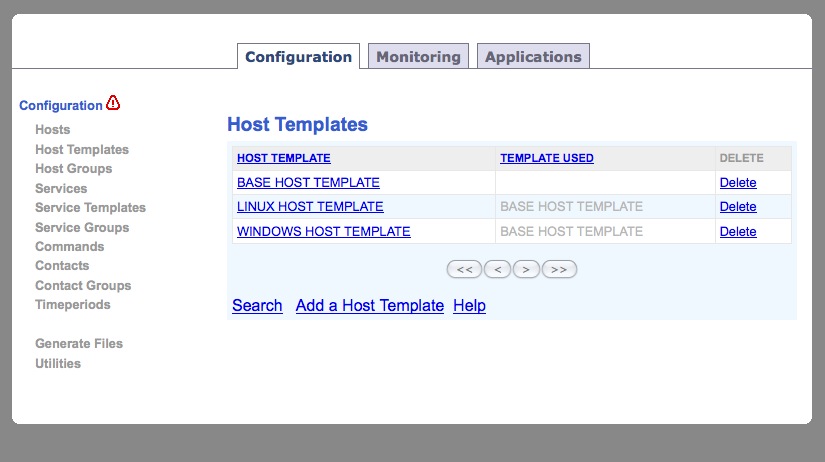 Nagios web interface - Nagios Host Template inheritance