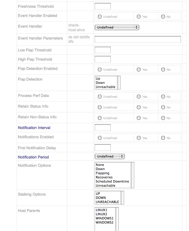 Nagios web interface - Edit a Nagios Host Template, Part 2