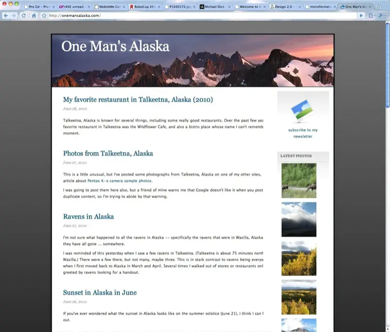 One Man's Alaska - Drupal theme with tabs removed