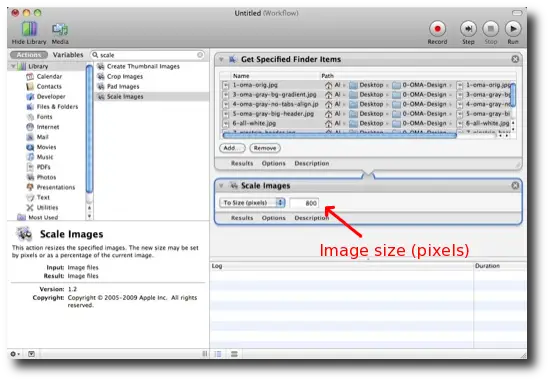 Batch images resizing on Mac OS X - choose image size