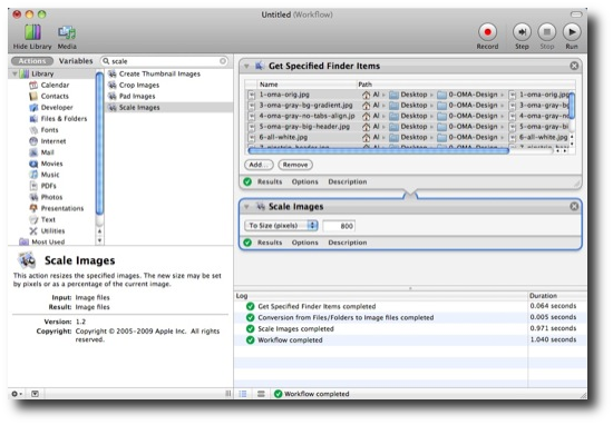 Mac Automator - batch images resizing - done