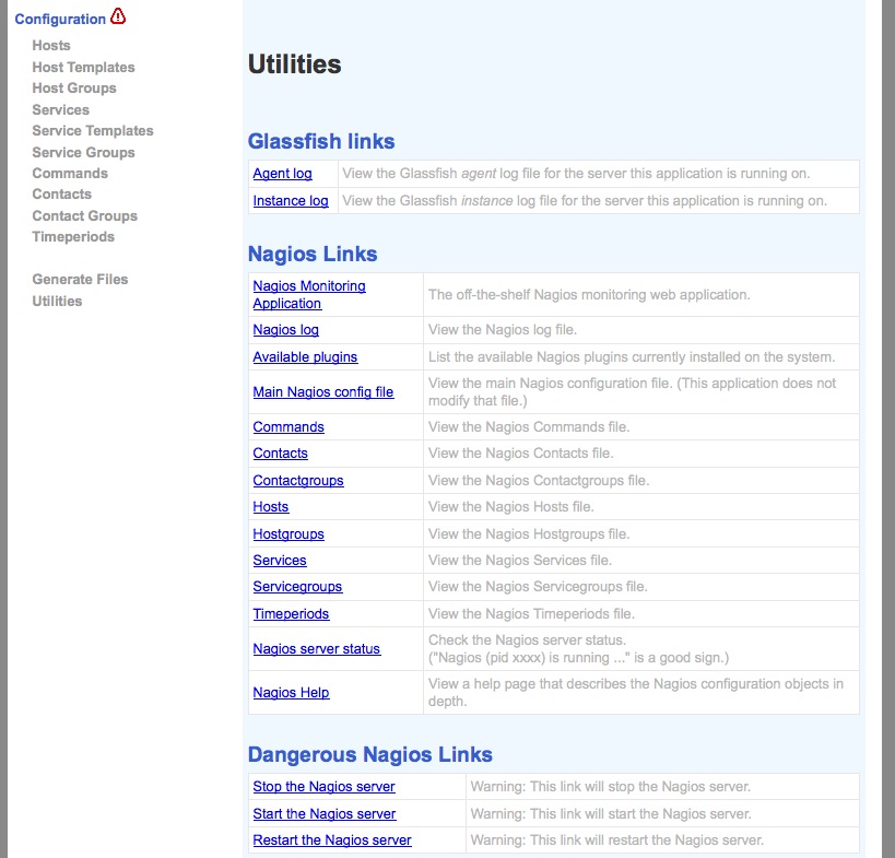 Nagios web interface - Nagios utilities