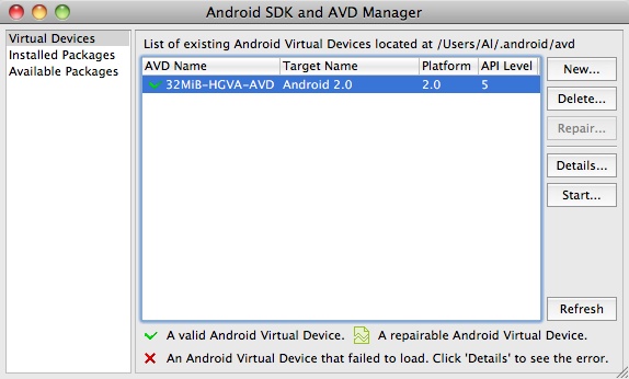 Eclipse Android - il nuovo AVD in Eclipse