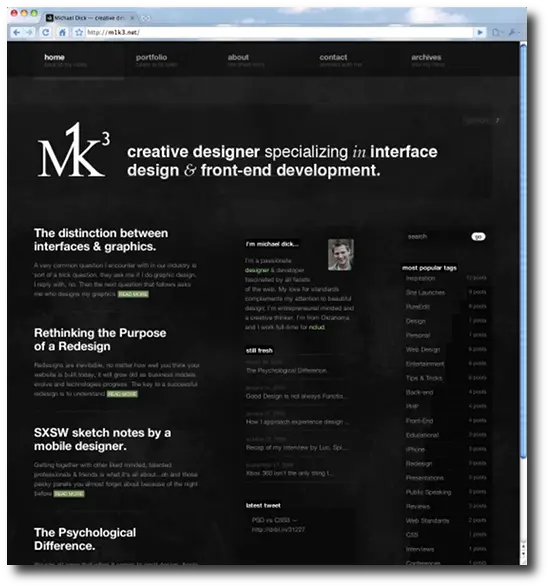 Clean, minimalist website designs - M1k3