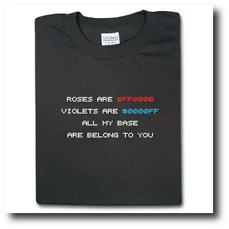 Valentines Day geek gifts ideas - Roses are red t-shirt for geeks