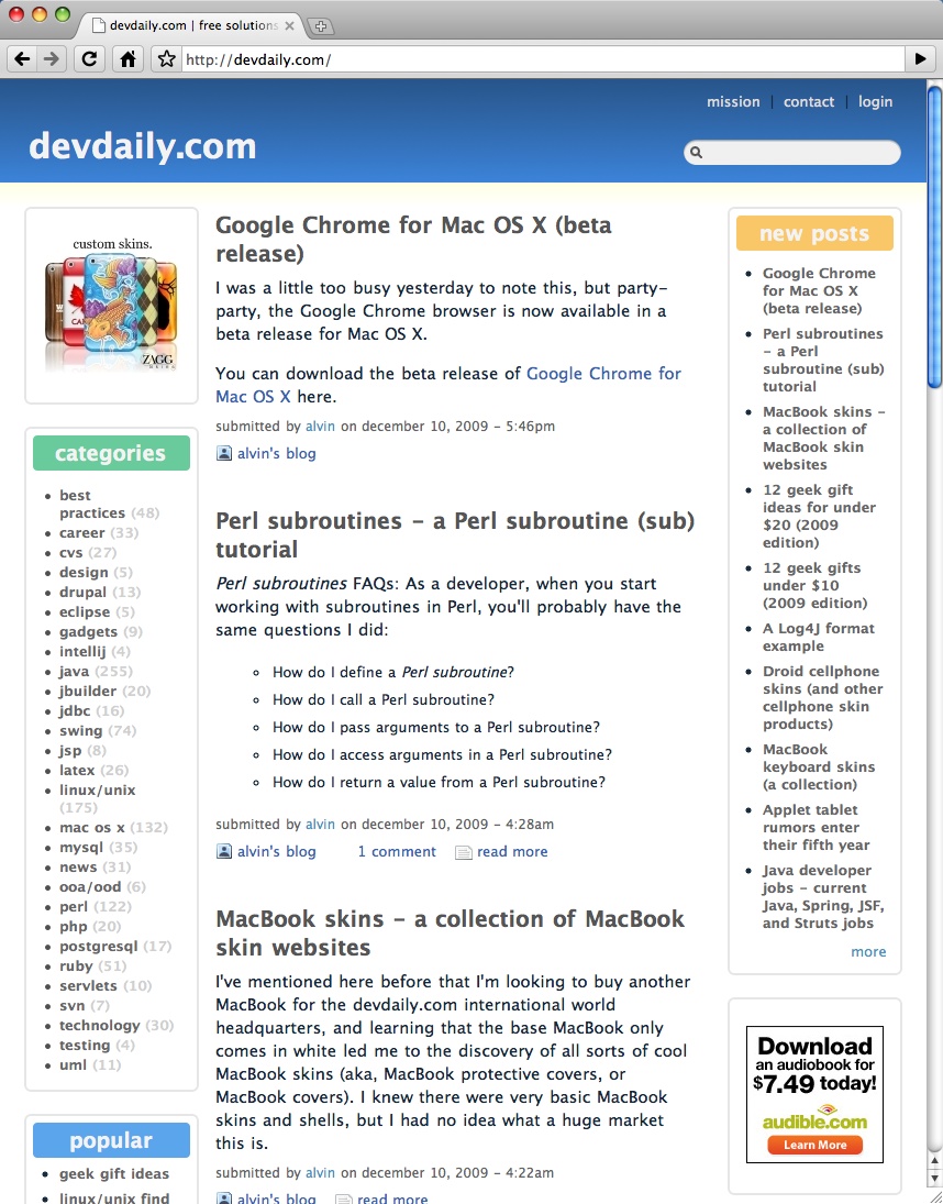 Google Chrome for Mac OS X - devdaily on chrome