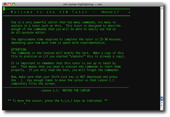 vimtutor - a vi / vim interactive tutorial
