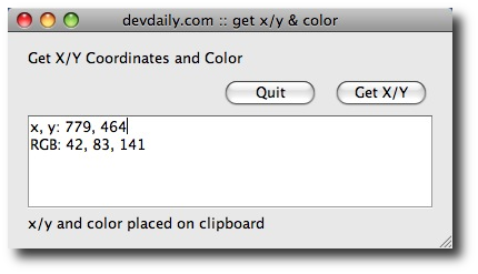 Mac OS X XY Locator - cursor position locator - view after clicking a pixel