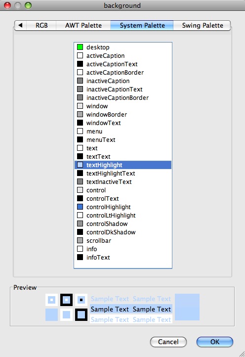 Java Swing Colors Java Color Palettes From Jformdesigner