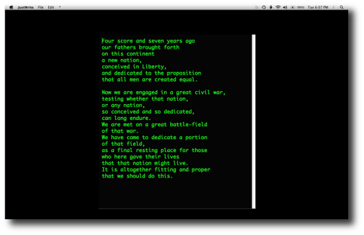 JustWrite - a free, full screen text editor for Mac OS X