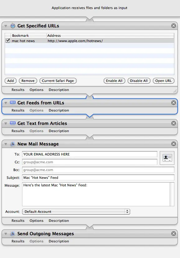 My Mac RSS News Feed Email application (app)