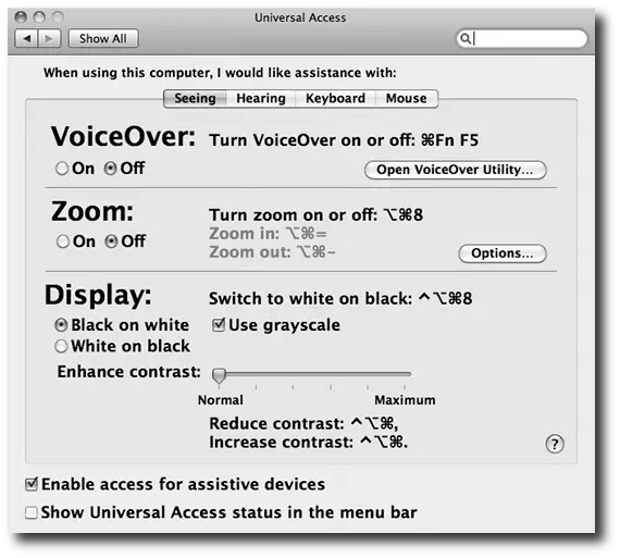 Make your Mac OS X display black and white, or grayscale