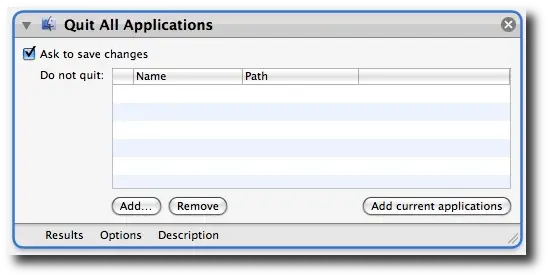 The Mac Automator Quit All Apps action
