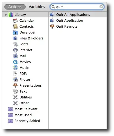 A Mac Automator Quit All Applications action